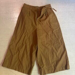 Uniqlo linen/cotton wide cropped palazzo pants